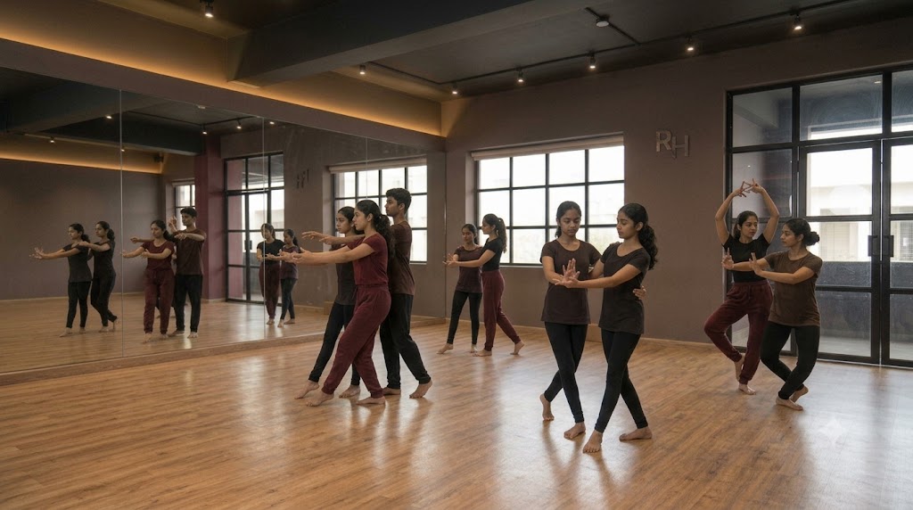 Students practicing in mirrors